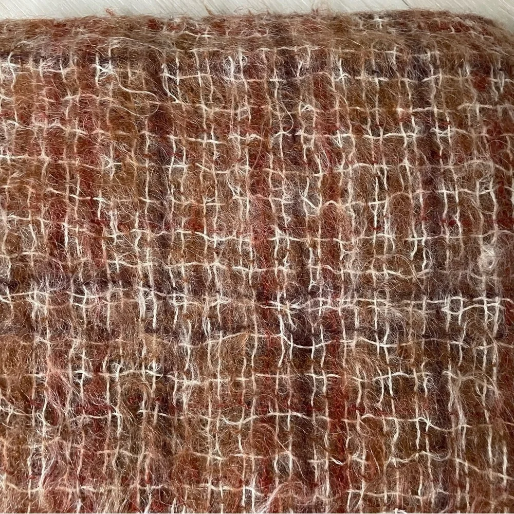 HIGHLANDS Vintage Mohair Wool Winter Scarf Made In Scotland Brown One Size